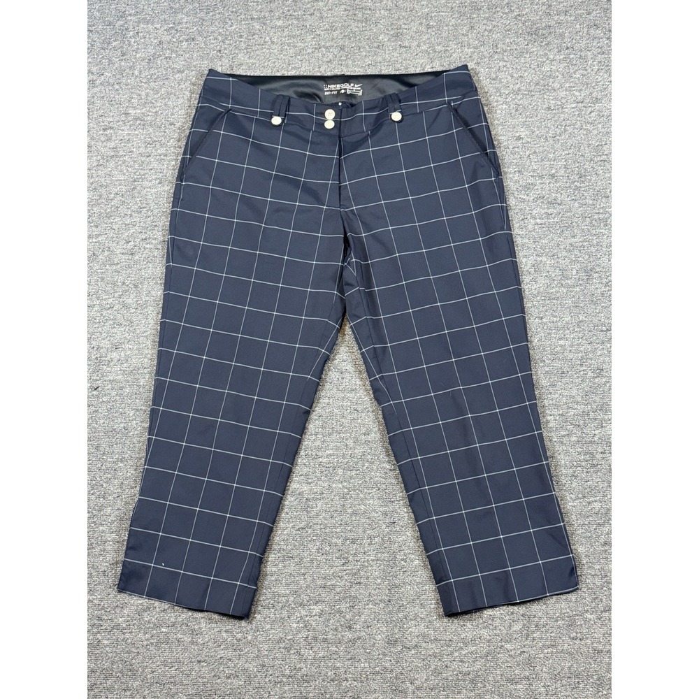 Nike Golf Dri-FIT Women's Capri Pants Size 10 Navy Window Pane Quick-Dry